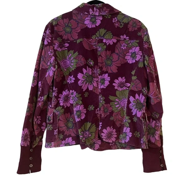Anne Klein A Line Corduroy Flower Power Purple Jacket 12 - Picture 5 of 5